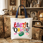 Thrift Queen Tote Bag, Colorful Second Hand Shopping Gift Shopper - Che Cose Belle