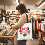 Thrift Queen Tote Bag, Colorful Second Hand Shopping Gift Shopper - Che Cose Belle
