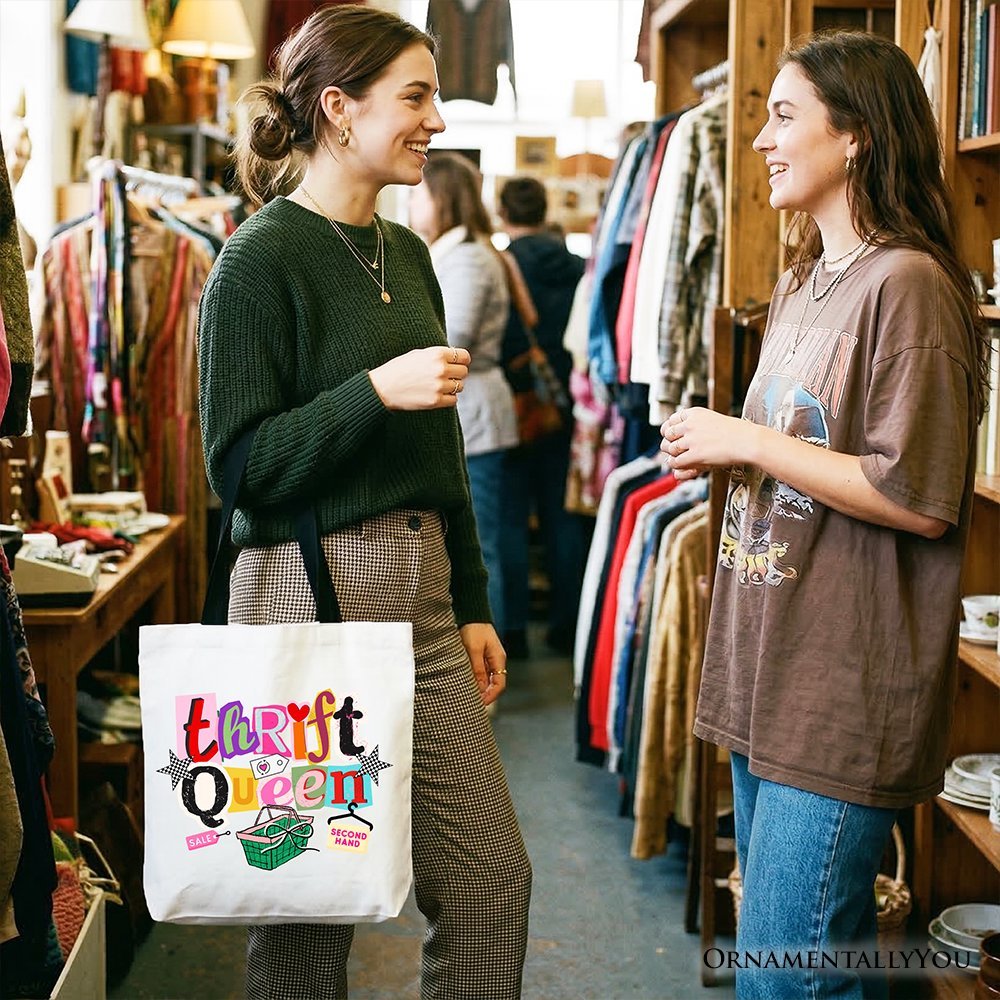 Thrift Queen Tote Bag, Colorful Second Hand Shopping Gift Shopper - Che Cose Belle