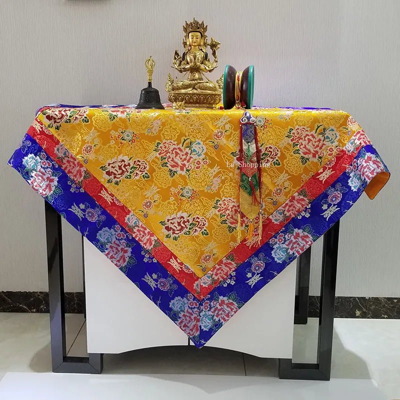 Tibetan-Style Thickened Altar Cloth – 100×100cm Decorative Table Cover - Che Cose Belle