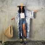 Tie-Front Printed Cardigan Beach Dress ¨C Bikini Cover-Up, Vacation Sun Protection Kimono Dress - Che Cose Belle