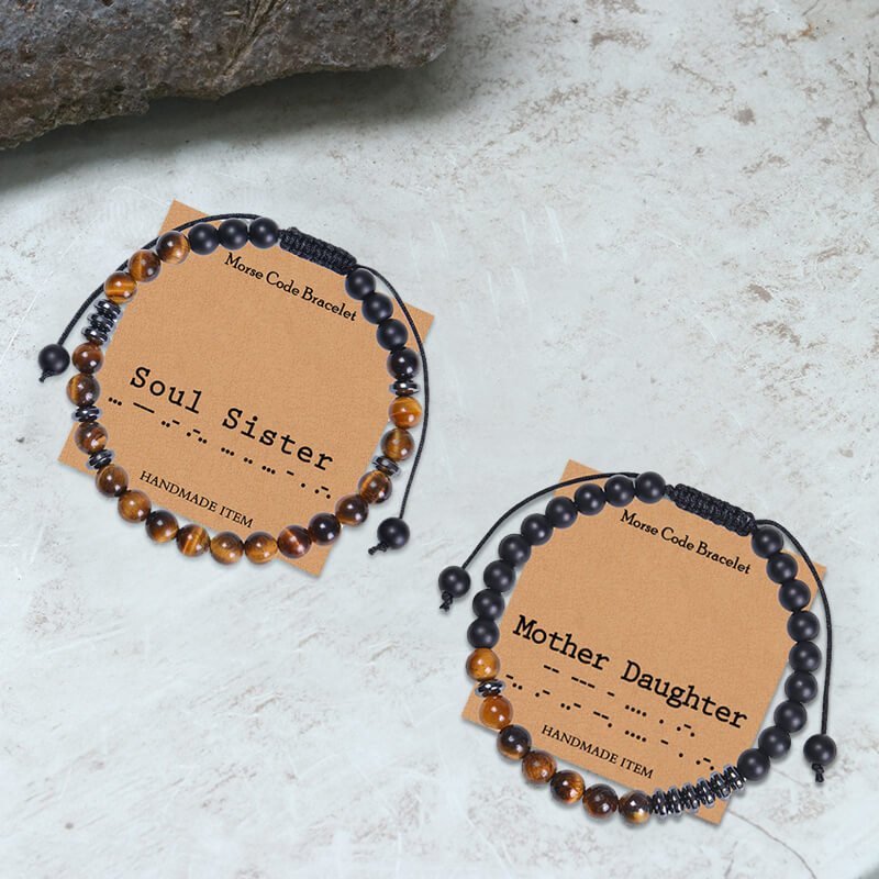 Tiger Eye Morse Code Beads Bracelet - Che Cose Belle