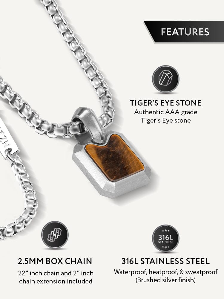 Tiger Eye Square Pendant Necklace - Che Cose Belle