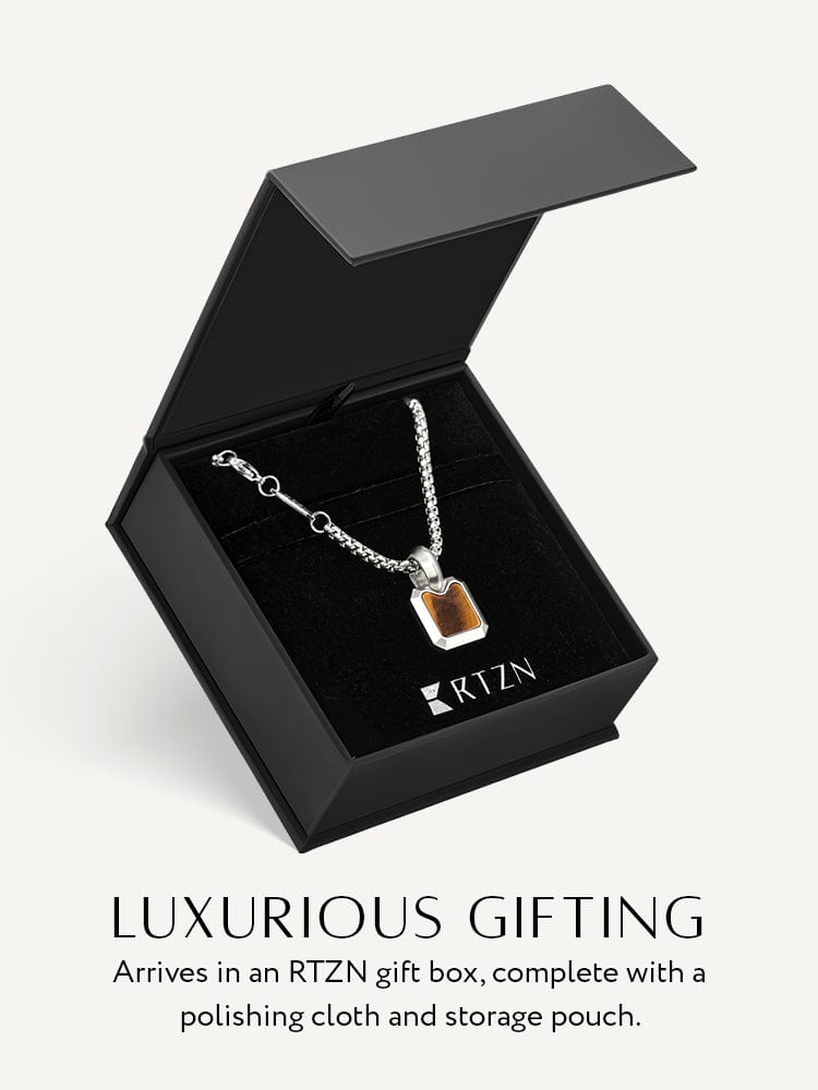 Tiger Eye Square Pendant Necklace - Che Cose Belle