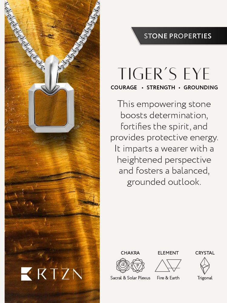 Tiger Eye Square Pendant Necklace - Che Cose Belle