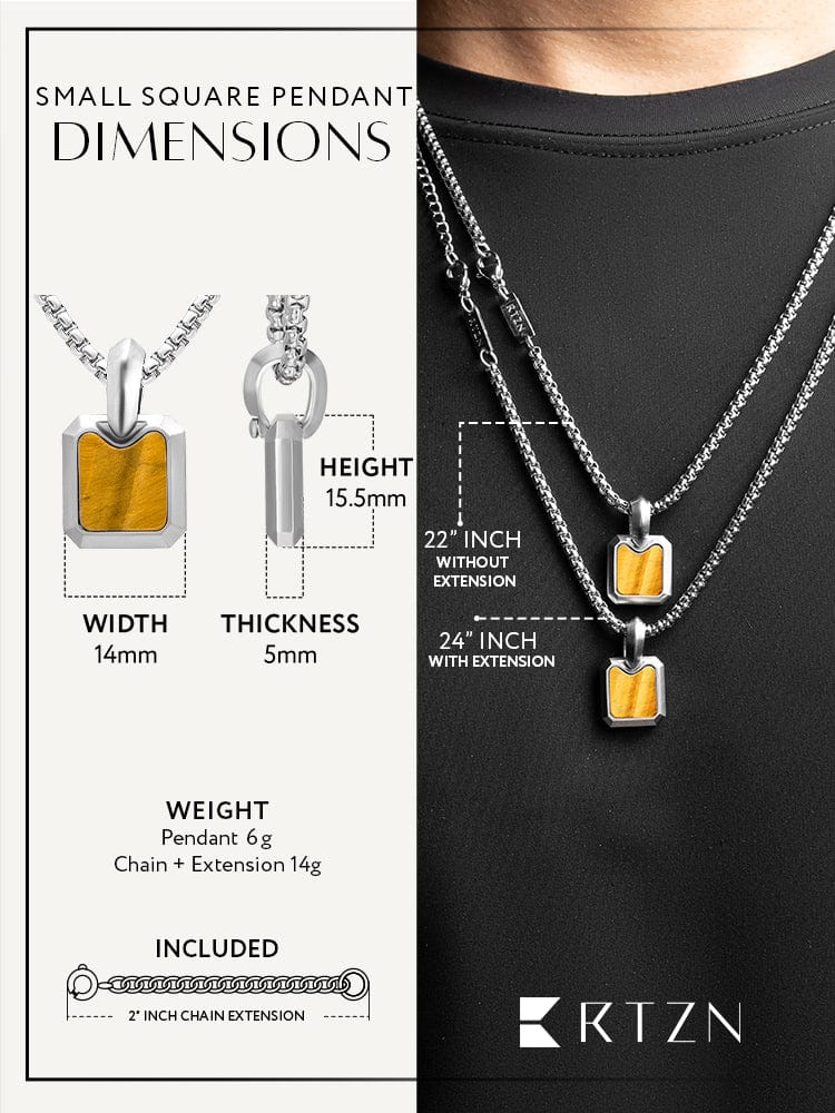 Tiger Eye Square Pendant Necklace - Che Cose Belle