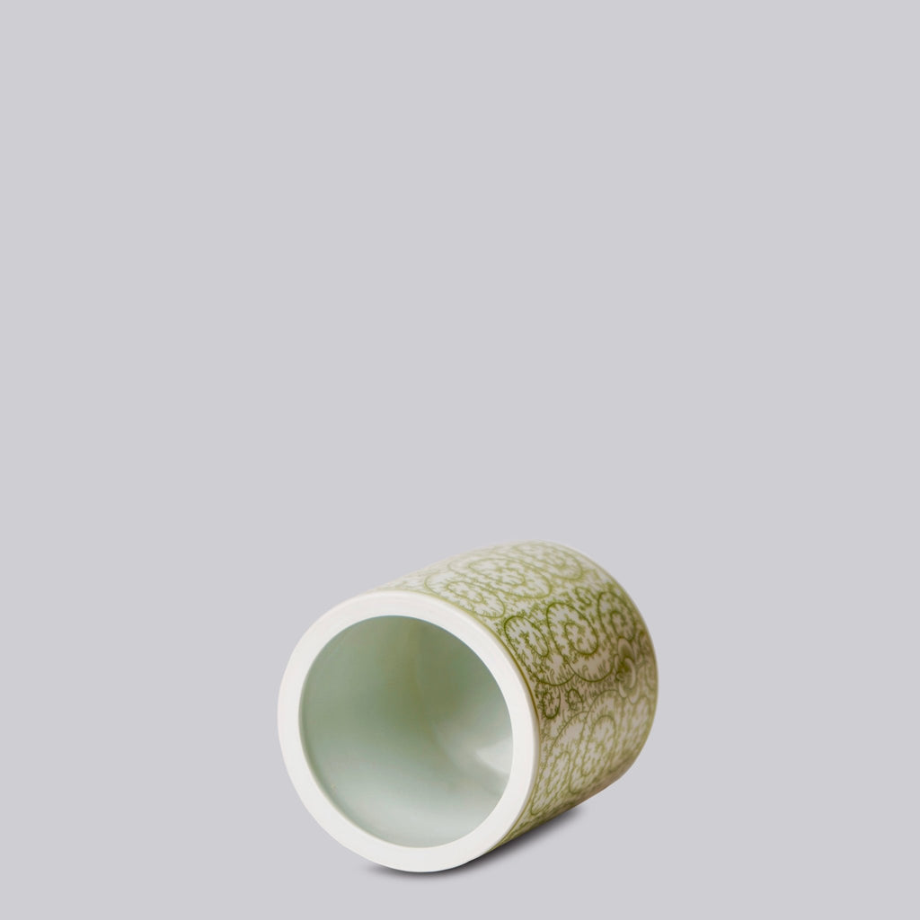 Tiny Green and White Porcelain Country Peony Cachepot - Che Cose Belle
