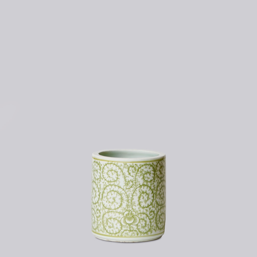 Tiny Green and White Porcelain Country Peony Cachepot - Che Cose Belle