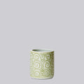 Tiny Green and White Porcelain Country Peony Cachepot - Che Cose Belle