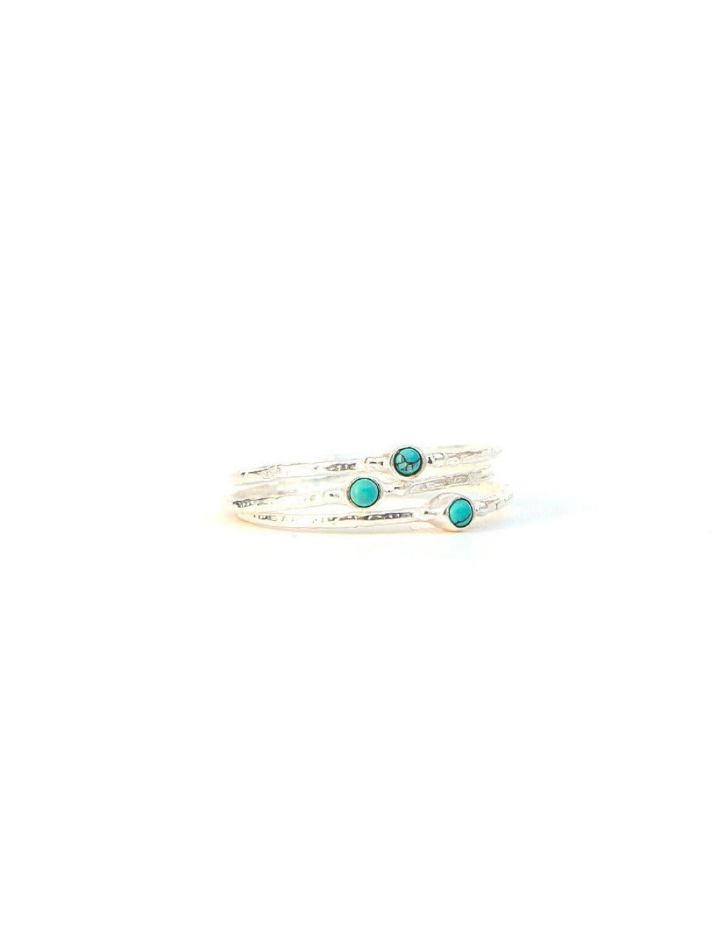 Tiny Stone Sterling Stacking Ring Set - Turquoise - Che Cose Belle