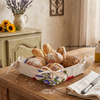 French bread basket - Acrylic-coated Cotton - Poppies ivory - Tissus Toselli