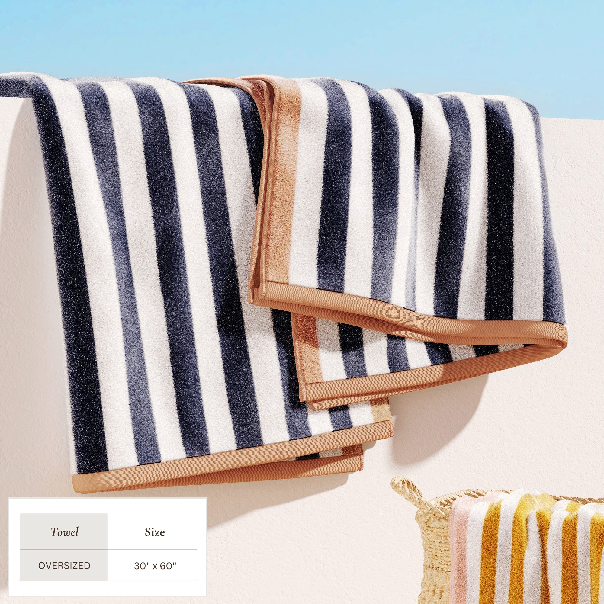 Oversized Striped Border Cabana Beach Towel - Santa Cruz