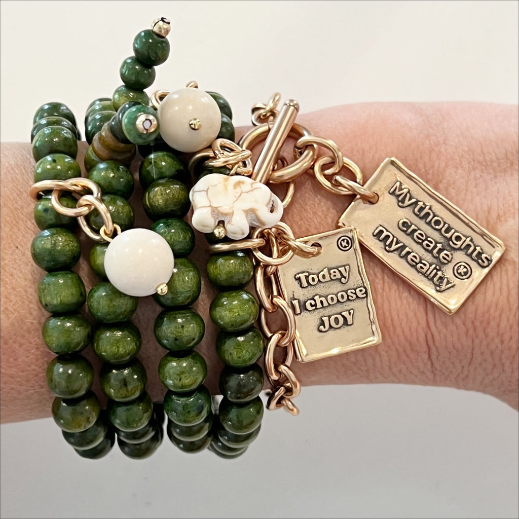 Today I Choose Joy Heart Wood Boho Wrap Bracelet/Necklace - Che Cose Belle