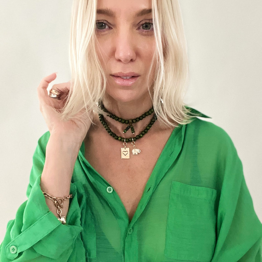 Today I Choose Joy Heart Wood Boho Wrap Bracelet/Necklace - Che Cose Belle