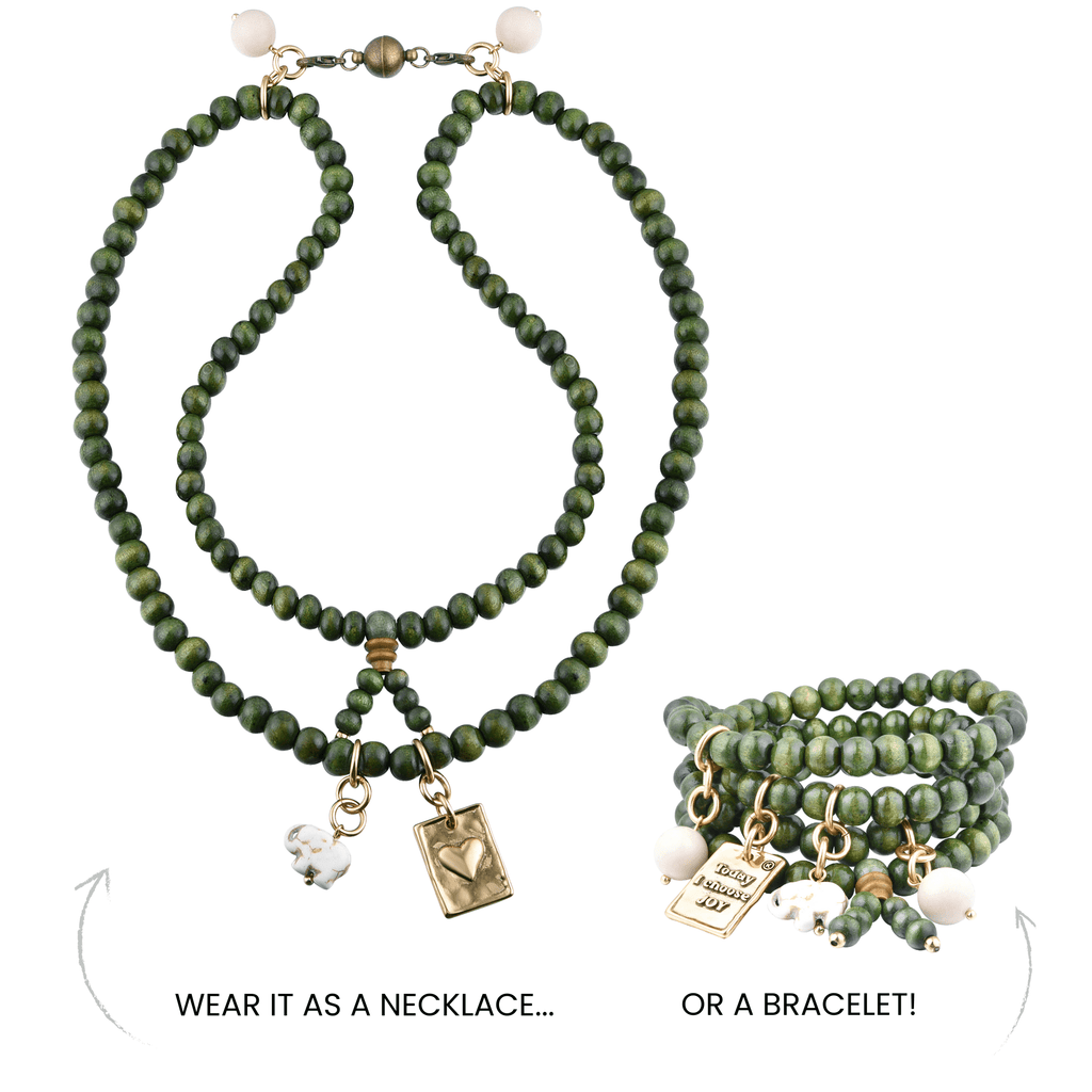 Today I Choose Joy Heart Wood Boho Wrap Bracelet/Necklace - Che Cose Belle