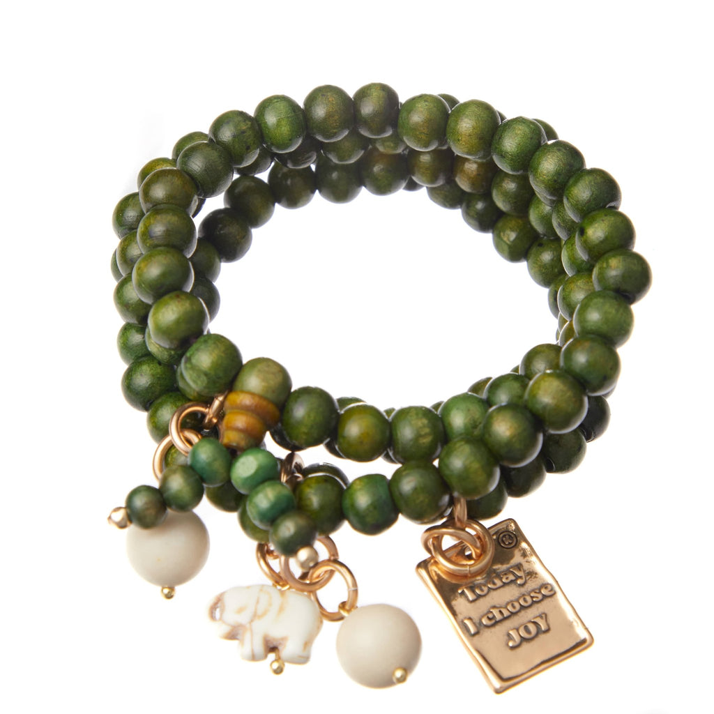 Today I Choose Joy Heart Wood Boho Wrap Bracelet/Necklace - Che Cose Belle