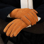 Tommaso - Italian suede leather gloves with luxurious natural sheep fur lining - Che Cose Belle