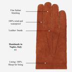Tommaso - Italian suede leather gloves with luxurious natural sheep fur lining - Che Cose Belle