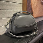 Top-grain Leather Single-shoulder Crossbody Bag, 2025 New Women's Vintage Handbag, Stylish And Versatile Simple Small Round Bag - Che Cose Belle