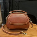 Top-grain Leather Single-shoulder Crossbody Bag, 2025 New Women's Vintage Handbag, Stylish And Versatile Simple Small Round Bag - Che Cose Belle