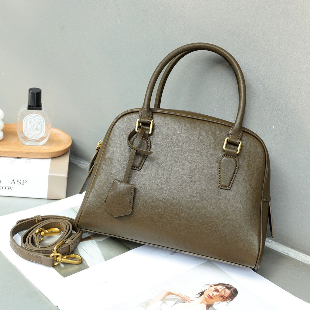 Top-Grain Leather Versatile Bag 2026 New Boston Pillow Bag Shoulder And Crossbody Bag Large Capacity Genuine Leather Handbag - Che Cose Belle