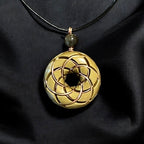 Torus Vortex Pendant - Brass and Libyan Desert Glass Orgonite Necklace Rodin Coil - Che Cose Belle