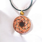 Torus Vortex Pendant - Copper Orgonite Rodin Coil Necklace - Tigers eye - Che Cose Belle
