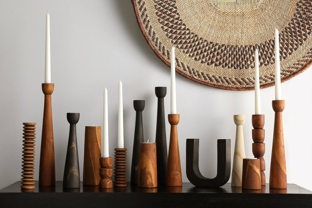 Totem Pine Wood Taper Candlestick Holder - Che Cose Belle