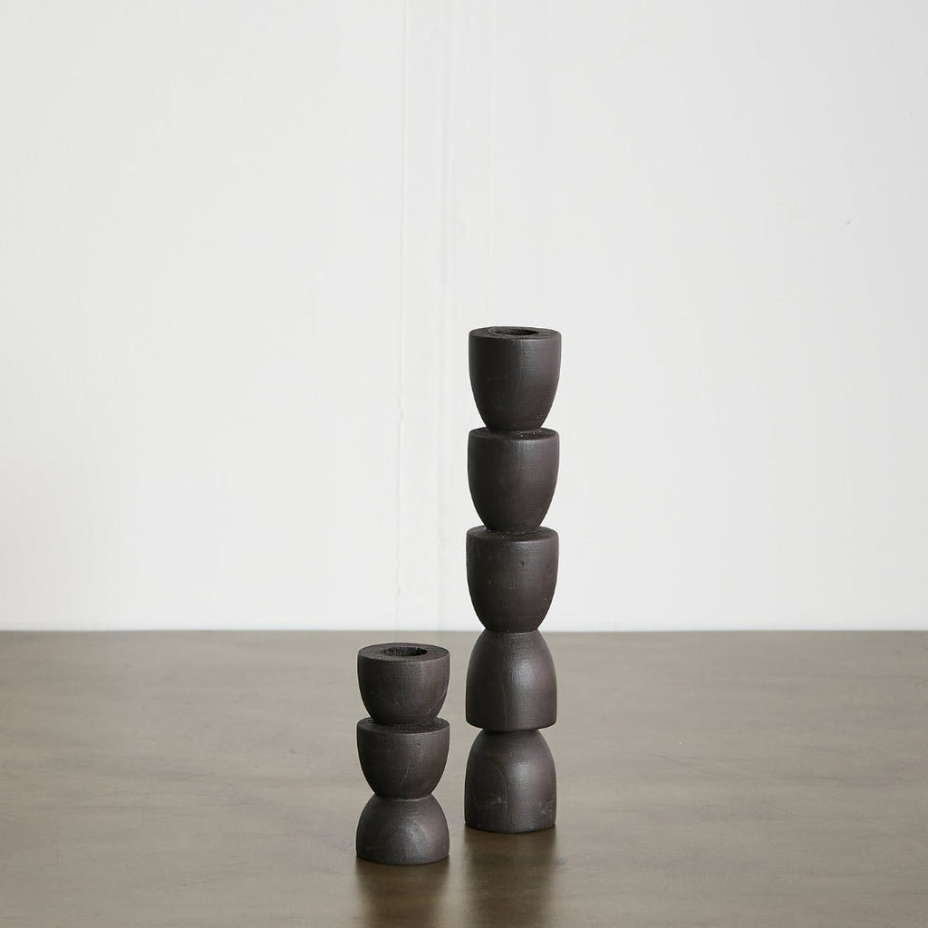 Totem Pine Wood Taper Candlestick Holder - Che Cose Belle