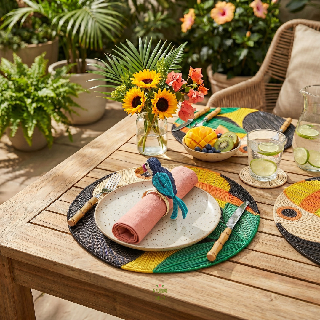 Toucan Handwoven Iraca Napkin Ring - Che Cose Belle