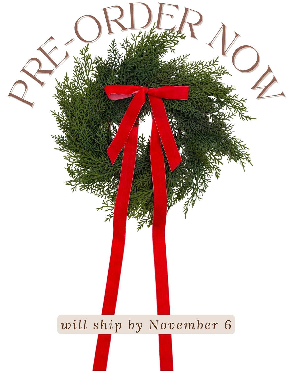 Traditional Red Mini Cedar Cabinet Wreaths with Ribbon - Che Cose Belle