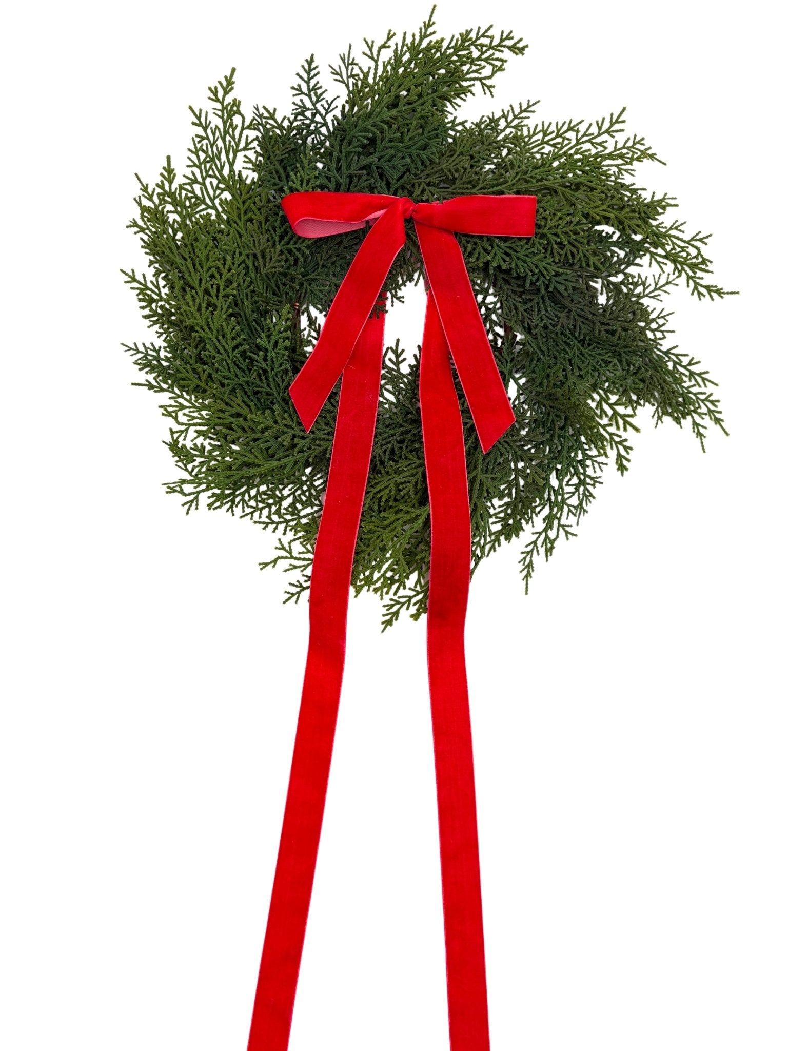 Traditional Red Mini Cedar Cabinet Wreaths with Ribbon - Che Cose Belle