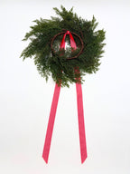Traditional Red Mini Cedar Cabinet Wreaths with Ribbon - Che Cose Belle