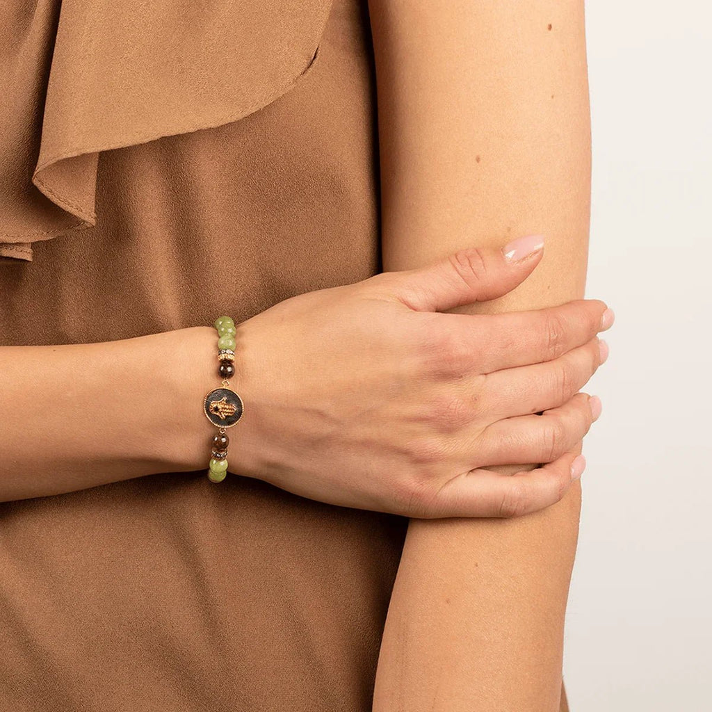Transportive Energy Jade Stone Hamsa Bracelet - Che Cose Belle