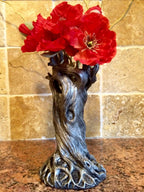 Tree Vase, Pewter Finish | Unique Woodland Rustic Home Decor | Resin Sculpture Flower Vase, Nature Gift and Earthy Home Decor - Che Cose Belle