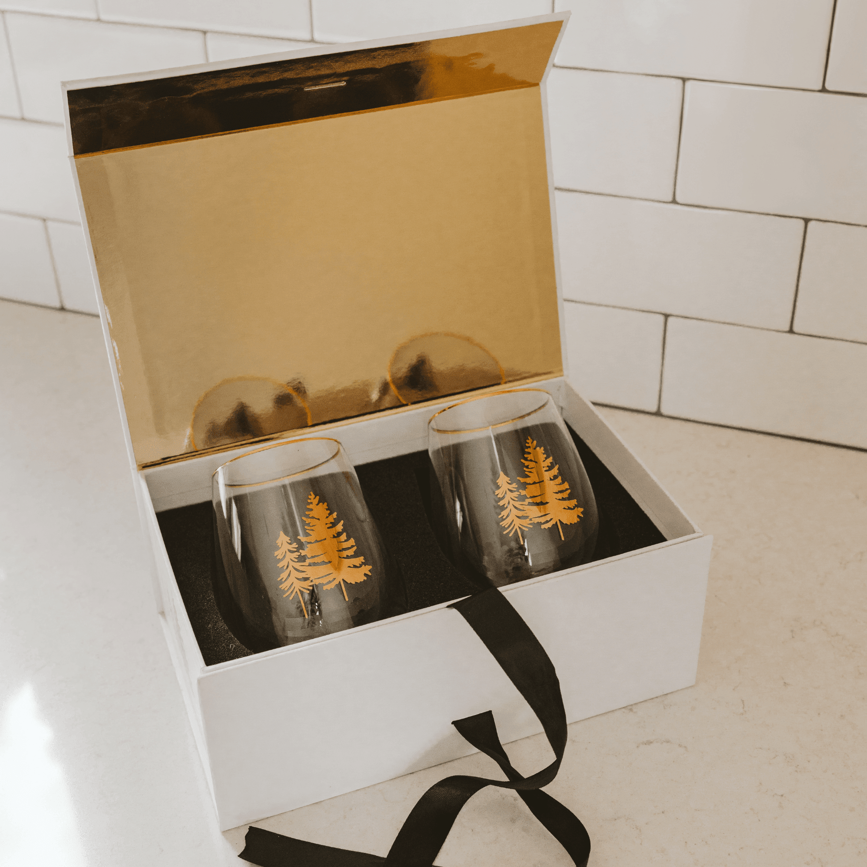 Trees Stemless Wine Glass - Boxed Set of 2 - Che Cose Belle