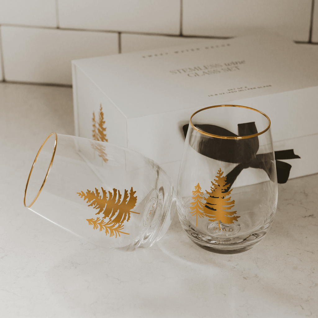 Trees Stemless Wine Glass - Boxed Set of 2 - Che Cose Belle