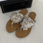 Trendy Summer Women's Shoes Beautiful Crystal Shiny Flat Sandals With Back Strap Footwear Rhinestones Flat Sandals Strappy Comfort Open Toe Flat Women Sandals - Che Cose Belle