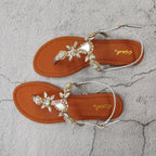 Trendy Summer Women's Shoes Beautiful Crystal Shiny Flat Sandals With Back Strap Footwear Rhinestones Flat Sandals Strappy Comfort Open Toe Flat Women Sandals - Che Cose Belle