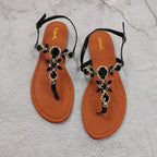 Trendy Summer Women's Shoes Beautiful Crystal Shiny Flat Sandals With Back Strap Footwear Rhinestones Flat Sandals Strappy Comfort Open Toe Flat Women Sandals - Che Cose Belle