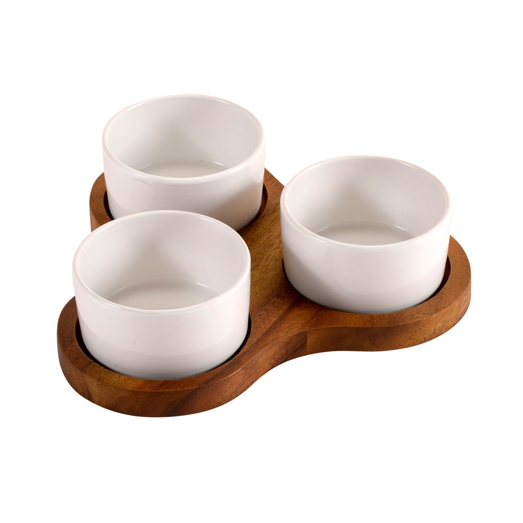 Triangular Serving Set with 3 Ceramic Dishes - Che Cose Belle