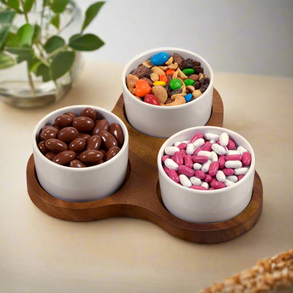 Triangular Serving Set with 3 Ceramic Dishes - Che Cose Belle