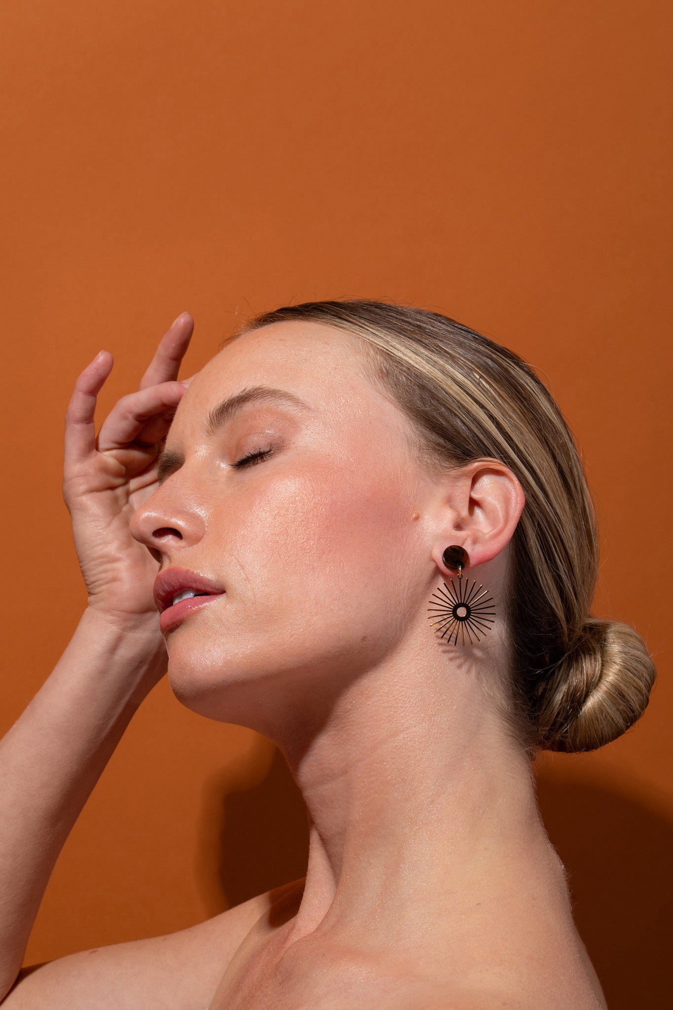 Solana Neutral Sunburst Earrings Water Resistant