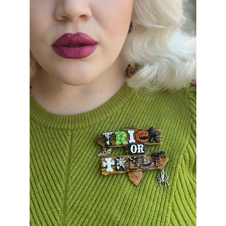 Trick or Treat Halloween Brooch by Lipstick & Chrome - Che Cose Belle