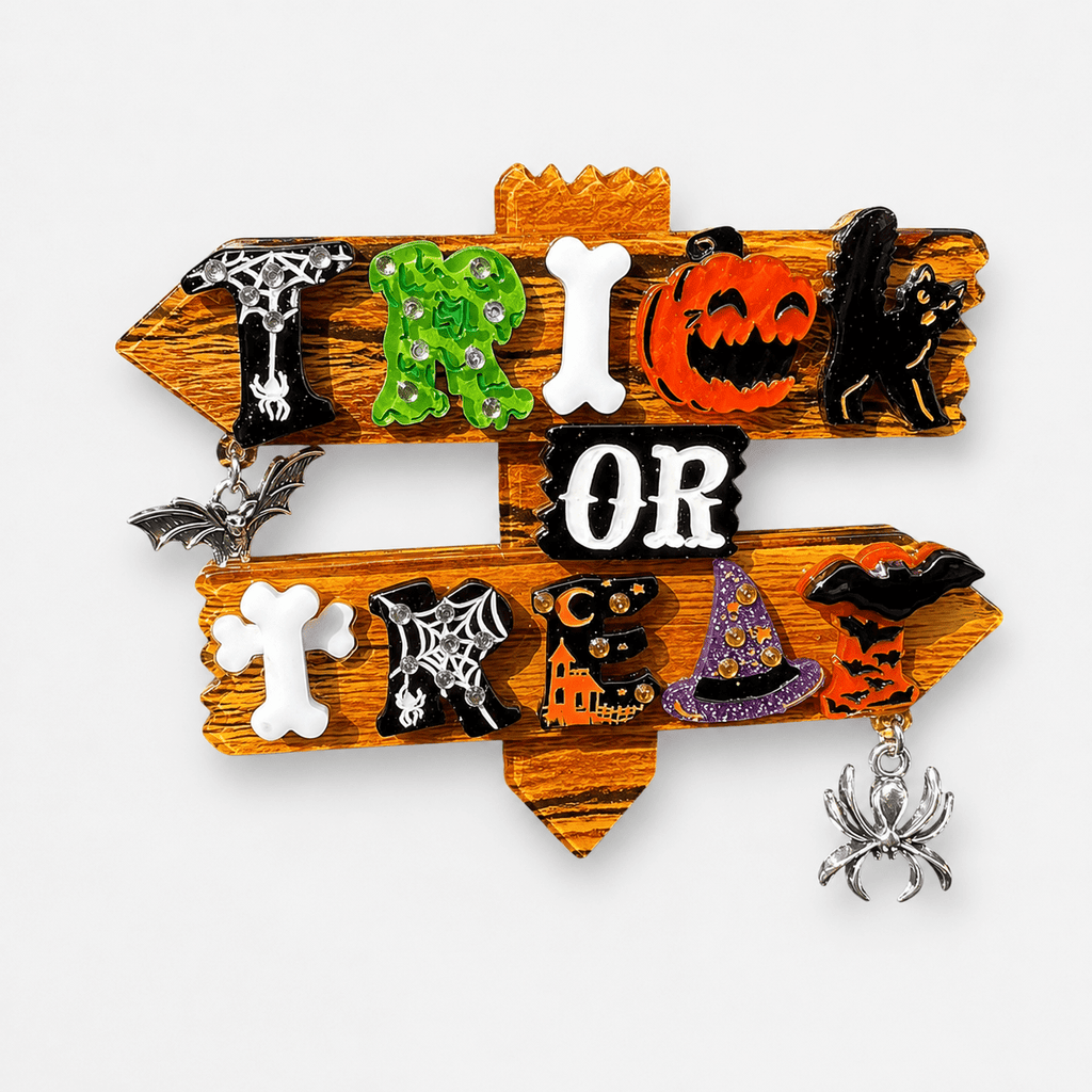 Trick or Treat Halloween Brooch by Lipstick & Chrome - Che Cose Belle