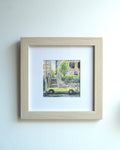 Triumph Spitfire on Cabrini, NYC, watercolor painting - Che Cose Belle