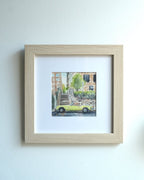 Triumph Spitfire on Cabrini, NYC, watercolor painting - Che Cose Belle