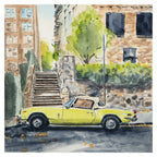 Triumph Spitfire on Cabrini, NYC, watercolor painting - Che Cose Belle