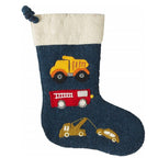 Trucks Navy Christmas Stocking Hand Felted Wool Arcadia Home - Che Cose Belle