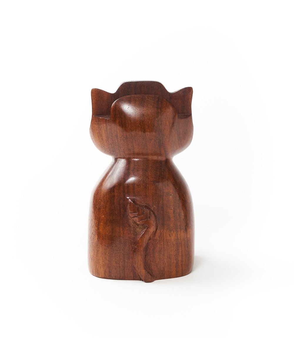 Trunk Up Elephant Eyeglass Holder Stand - Hand Carved Wood - Che Cose Belle
